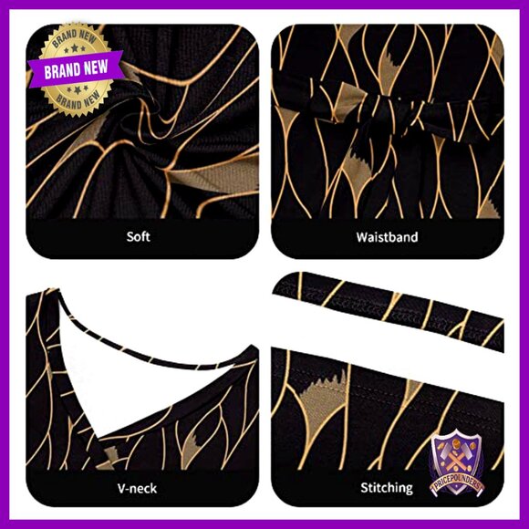 Plus Size Floral Maxi Dress with Belt 3/4 Sleeve Wrap V-Neck - Picture 5 of 7